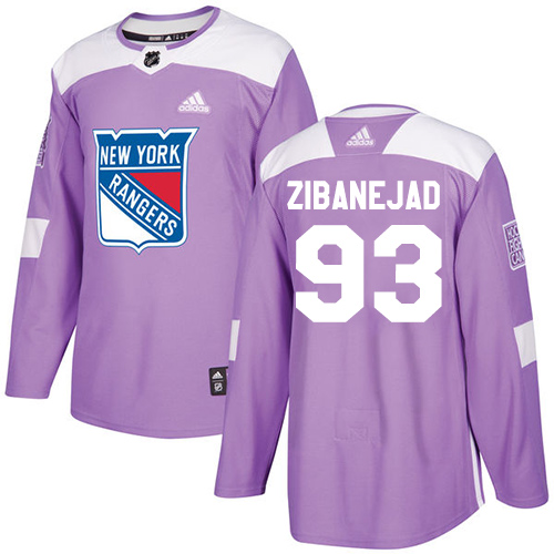 Adidas Rangers #93 Mika Zibanejad Purple Authentic Fights Cancer Stitched Youth NHL Jersey